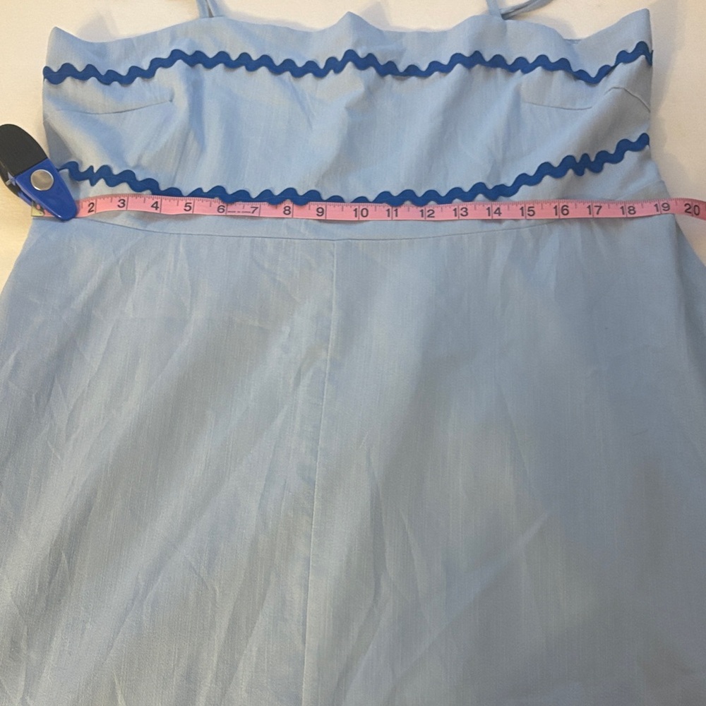 Light Blue Maxi Sundress with Navy Trim - Picture 10 of 14